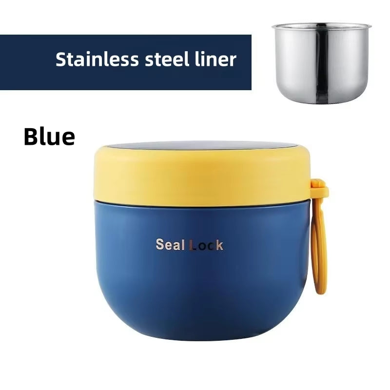 600ML 304 Stainless Steel Soup Noodle Bowls with Lid Microwave Safe Lunch Box Students Office School Reusable Food Container