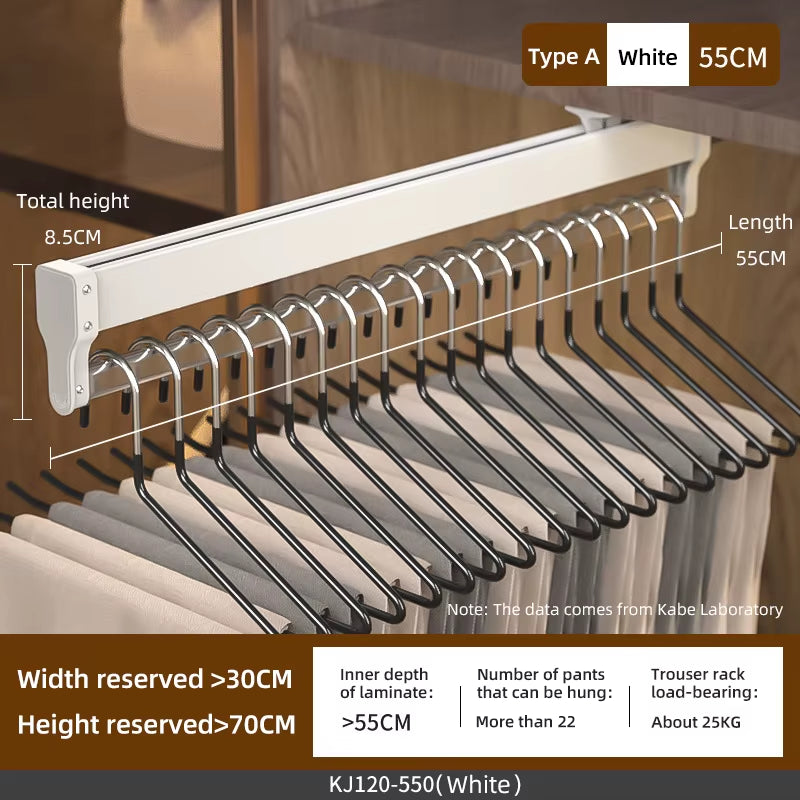 Top Mount Wardrobe Hanger Pulling Out Hangers Extendable Clothes Rail Adjustable Wardrobe Telescopic Rail Rack Trouser Organiser