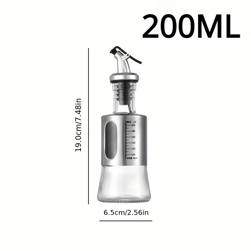 Glass Oil Bottle Olive Oil Dispenser Automatic Switch with Scale Sauce Seasoning Container Kitchen Outdoor Barbecue Supplies