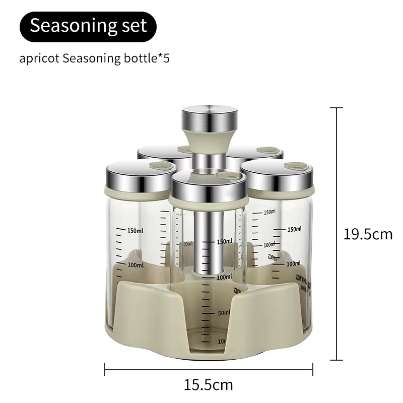 Rotating Seasoning Bottle Set, Kitchen Storage Bottle, Spice Jar Rack, Olive Oil Bottle Set, Pepper Bottle Set, Salt Bottle Set