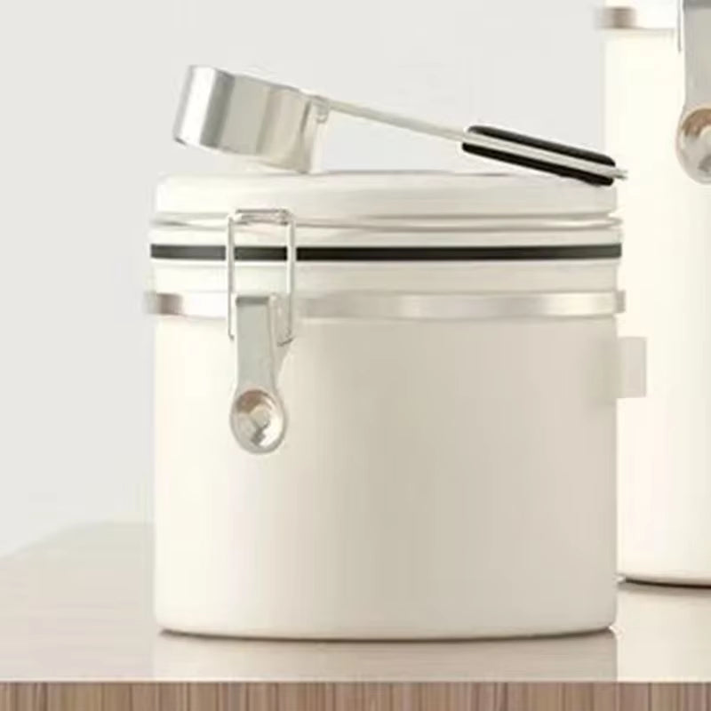 Stainless Steel Coffee Beans Vacuum Storage Jar with Spoon Large Capacity Airtight Container Grains Nut Keep Fresh Storage Jar