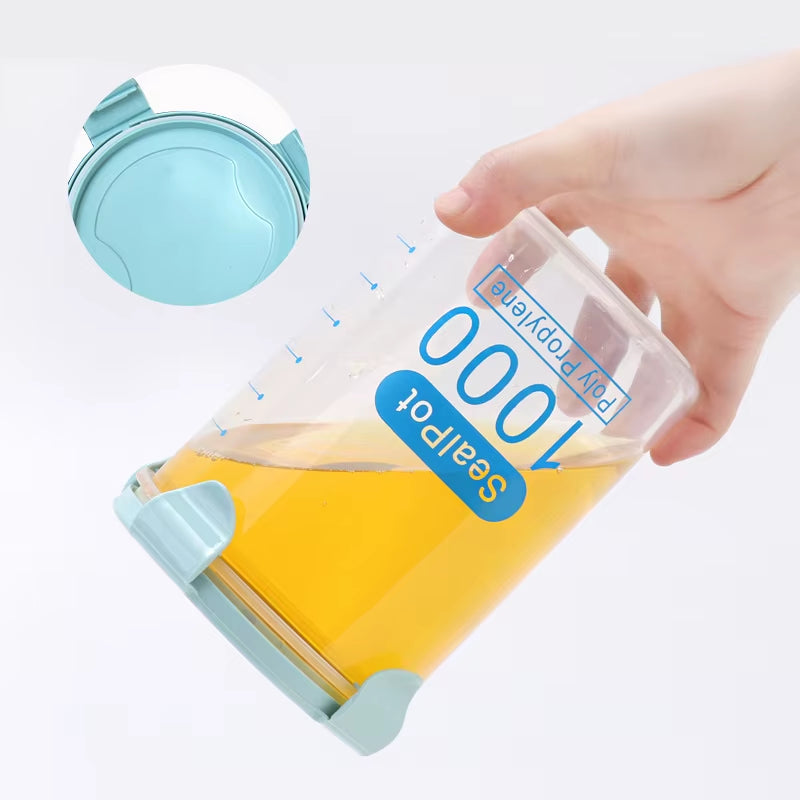 Kitchen Food Storage Canisters with Scale Multigrain Organizer Sealed Jar Plastic Moisture-Proof Can Air-Tight Storage Tank Set