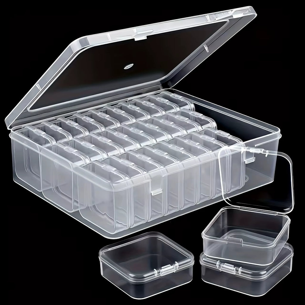 30Pcs Small Clear Plastic Bead Storage Box Bead Organizer Box Containers with Hinged Lid for Storage of Small Items