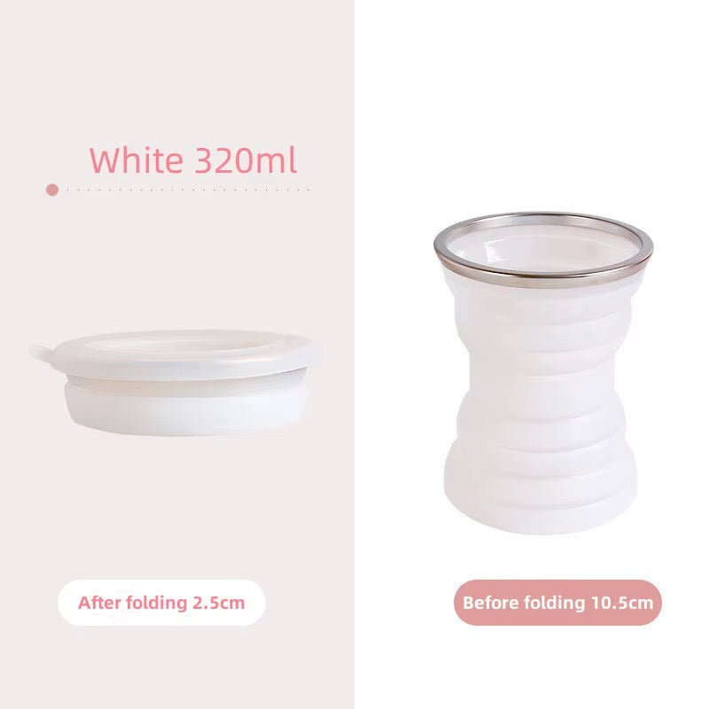 Portable Silicone Foldable Cup with Lanyard Heat Resistant Collapsible Cups Lid Folding Storage Travel Mug for Hot Water