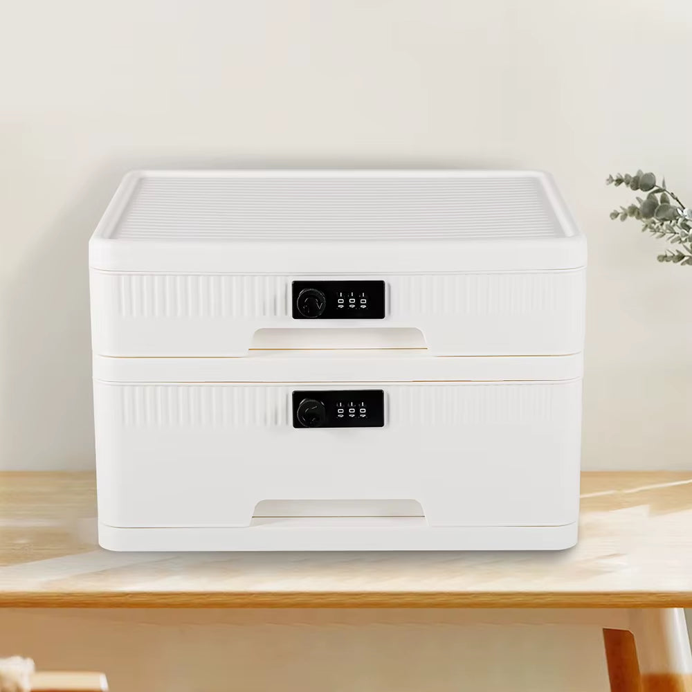 1/2-Layer Safe Box with Digital Password Lock Large Capacity Jewelry Organizer Box for Valuables​ Privacy Security Protection