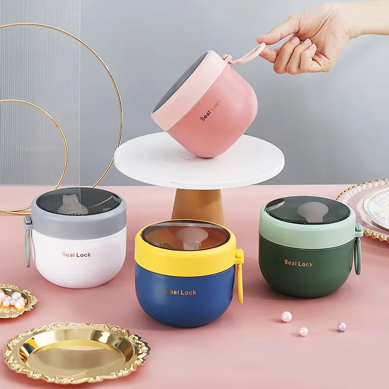 600ML 304 Stainless Steel Soup Noodle Bowls with Lid Microwave Safe Lunch Box Students Office School Reusable Food Container