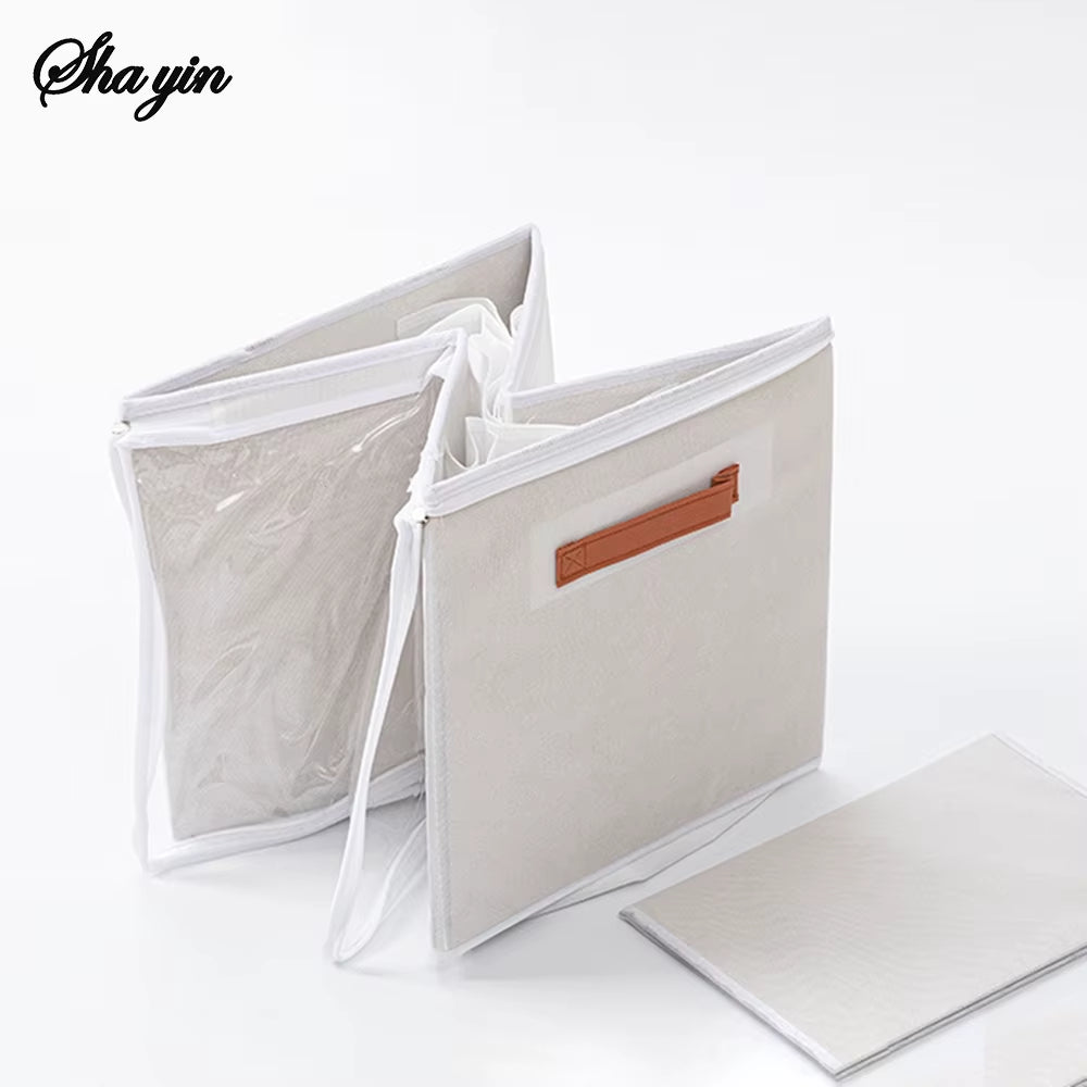 12/16/20Grid Shoe Storage Artifact Home Foldable Fabric Shoe Box Transparent Sports Shoes Leather Shoes Dustproof Organizing Box