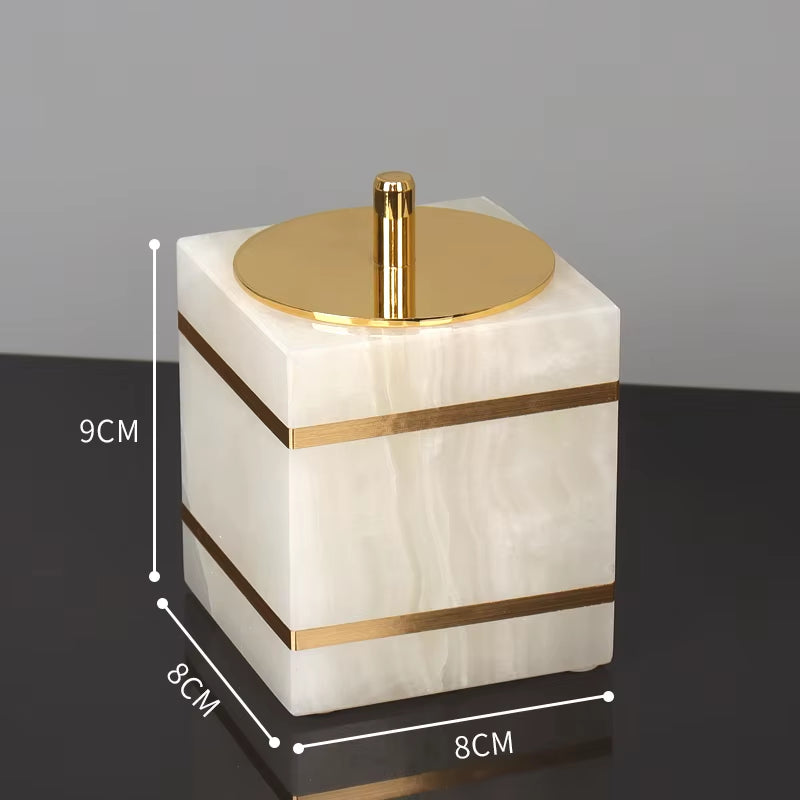 White Onyx Natural Marble Bathroom Accessories Set Gold Luxury Soap Dispenser Soap Dish Tray Toothbrush Holder Bathroom Set