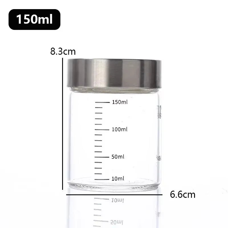 100-500Ml High Borosilicate Glass Bottle with Scale Heat-Resistant Glass Seal Jar Kitchen Seasoning Spices Storage Bottle Gadget