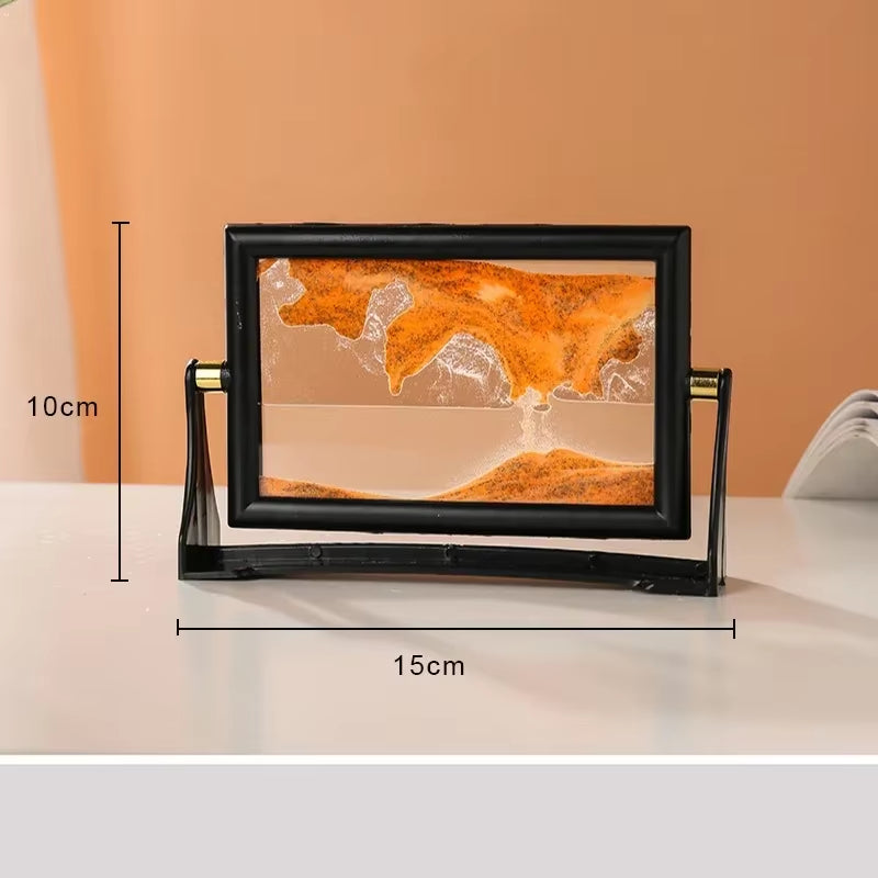 Rotatable Sandscape Moving Sand Art Picture Square Glass 3D in Motion Quicksand Hourglass Creative Flowing Sand Home Decor Gifts
