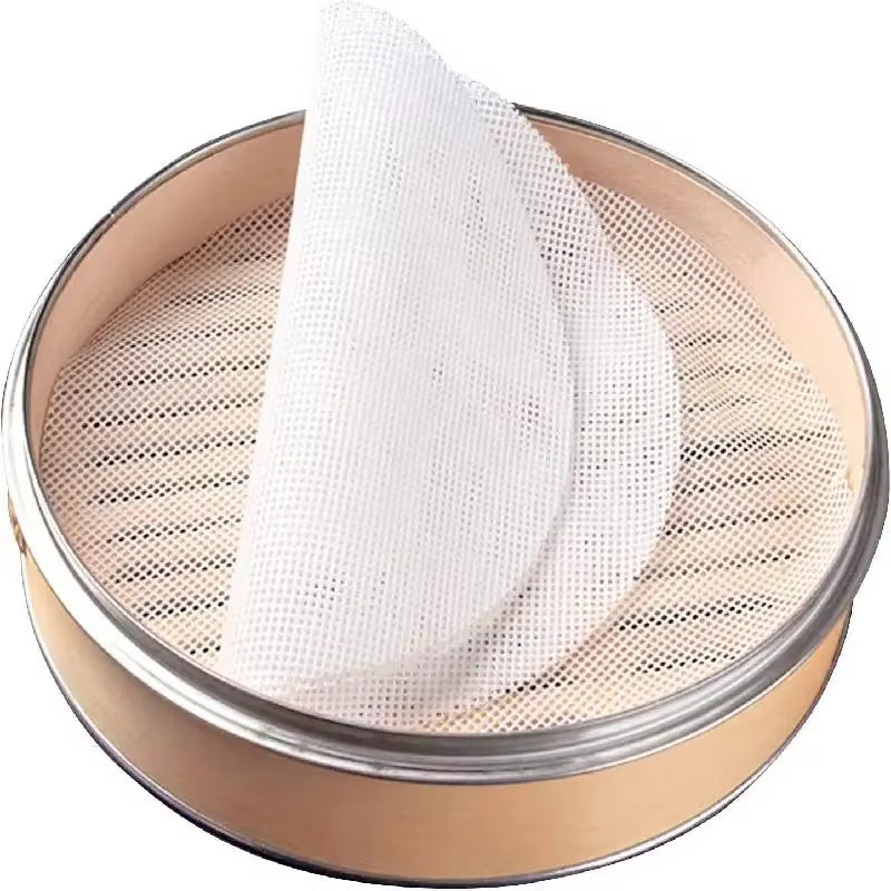 4Pcs Silicone Steamer Mat Reusable Steamer Paper Liner round Dim Sum Mesh Non-Stick Mesh Mat Pad for Buns Dumpling Baking Pastry