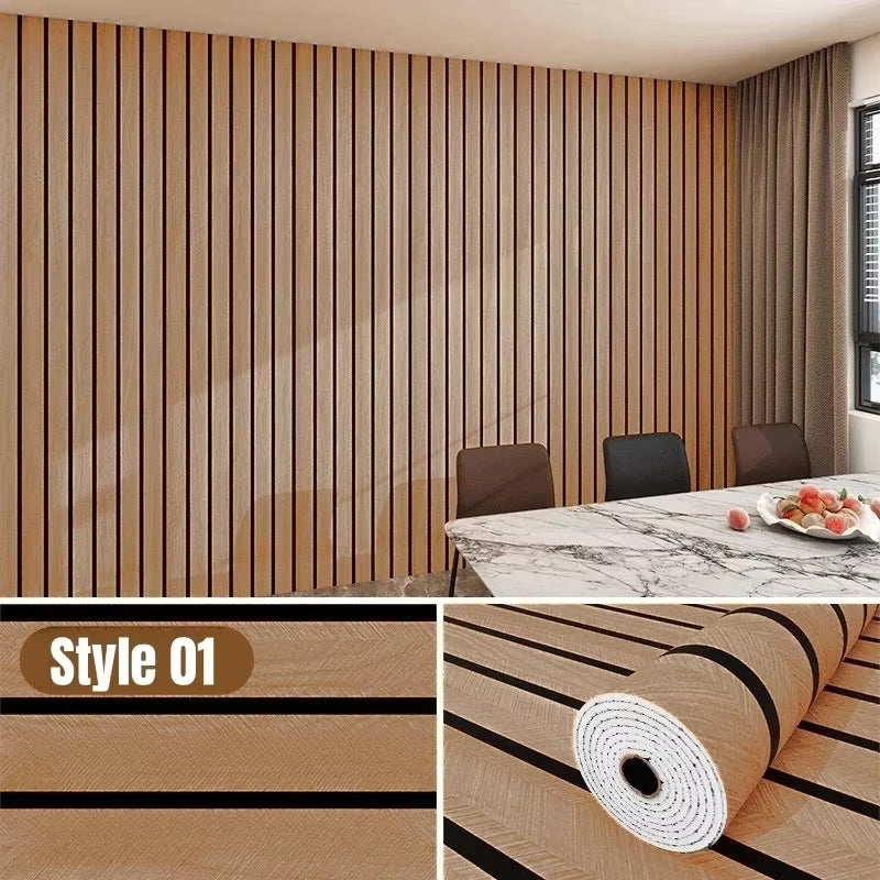 Thick Wood Grain Self-Adhesive Wall Sticker Waterproof for Home Decortion Peel and Stick Foam Wallpaper Bedroom Living Room