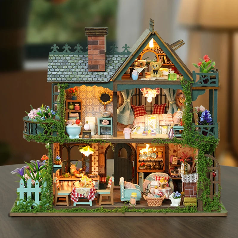 NEW DIY Wooden Fairy Garden Cottage Figurines Miniatures Kits Assembled Houses Flower Casa for Friends Gifts Home Decor Crafts