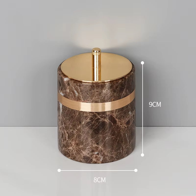 Emperador Dark Natural Marble Bathroom Set Luxury Stone Toothbrush Holder Tooth Mug Soap Dispenser Bathroom Accessories