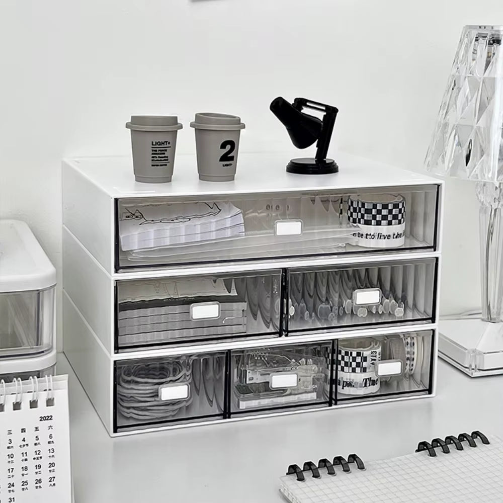 Ins Acrylic Pen Holder Storage Box Desktop Stationery Pen Box Office Transparent Large-Capacity Drawer Makeup Organizer Cosmetic
