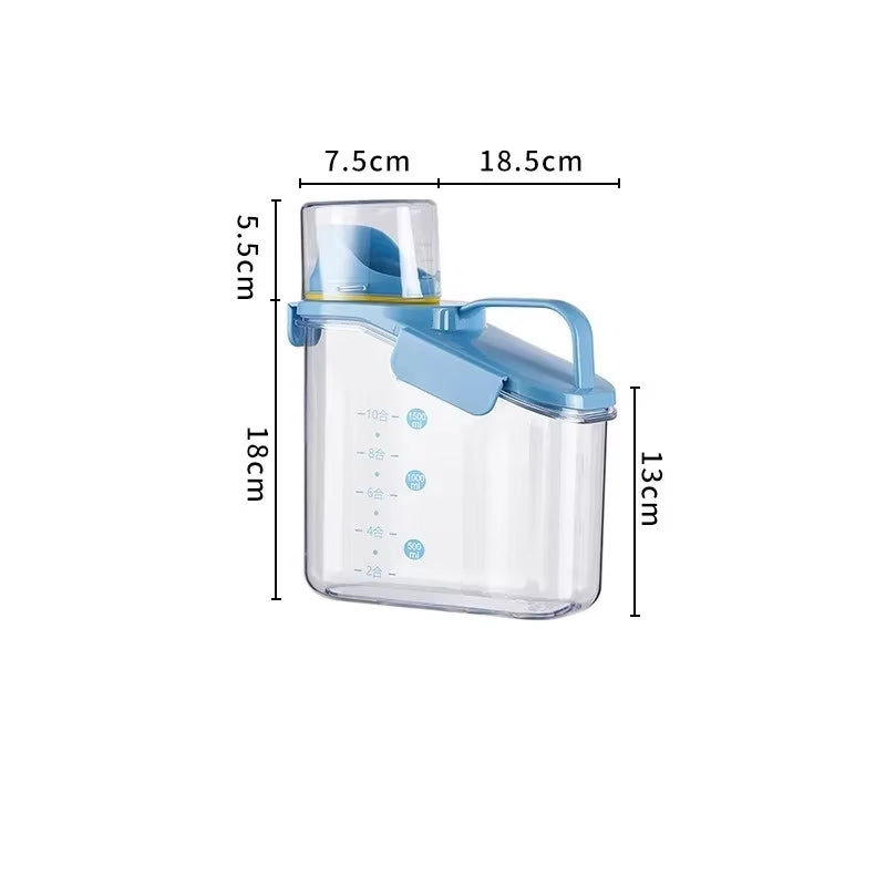 Grain Storage Tank 1500ML Cereal Storage Box with Measuring Cup Food Bean Grain Sealed Jar Kitchen Dispenser Storage Bottle