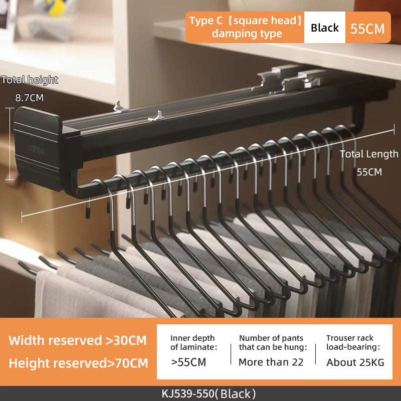 Top Mount Wardrobe Hanger Pulling Out Hangers Extendable Clothes Rail Adjustable Wardrobe Telescopic Rail Rack Trouser Organiser