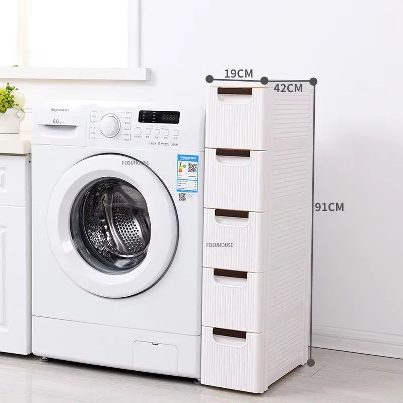 Modern Floor Drawer Type Cabinet Bathroom Storage Cabinet Plastic Narrow Multi-Layer Toilet Corner Large Capacity Storage Shelf