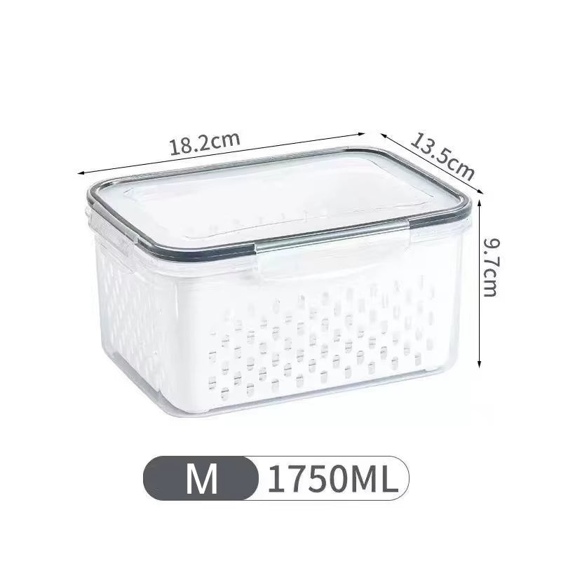 Fresh Vegetable Fruit Boxes Drain Basket Storage Containers Refrigerator Storage Box Fridge Organizer Pantry Kitchen Organizer