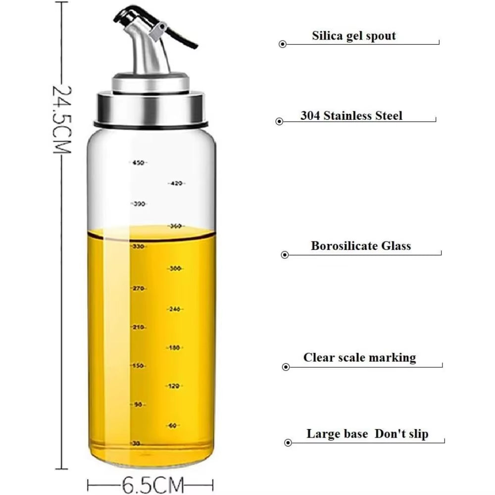 Olive Oil Dispenser, Liquid Condiment Container, 10 Oz Vinegar Dispenser with Drip Proof Cap, Graduated Kitchen Glass Oil Jug