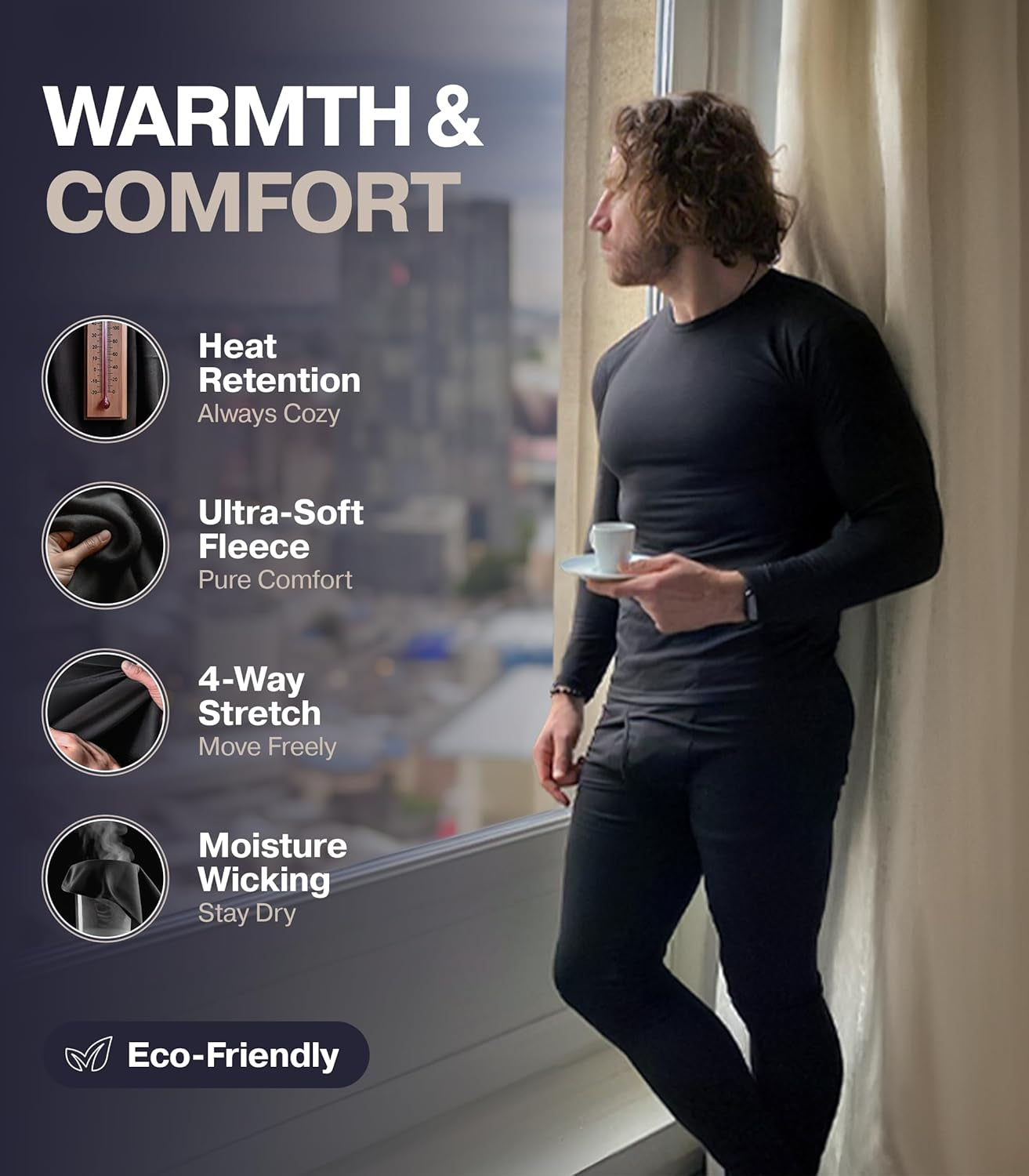 Premium Fleece Lined Long Johns Thermal Underwear Set for Men - Perfect Base Layer for Cold Weather