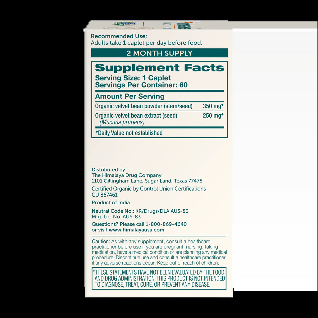 Organic Mucuna/Pruriens Supplement, Supports Relaxation, Tension Relief, 60 Caplets