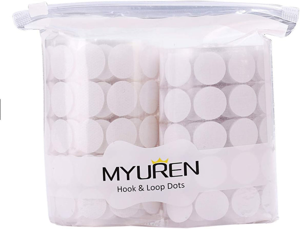 White Self Adhesive Dots 1000Pcs(500 Pairs) 3/4" Diameter Hook and Loop Dots Taps for School, Office