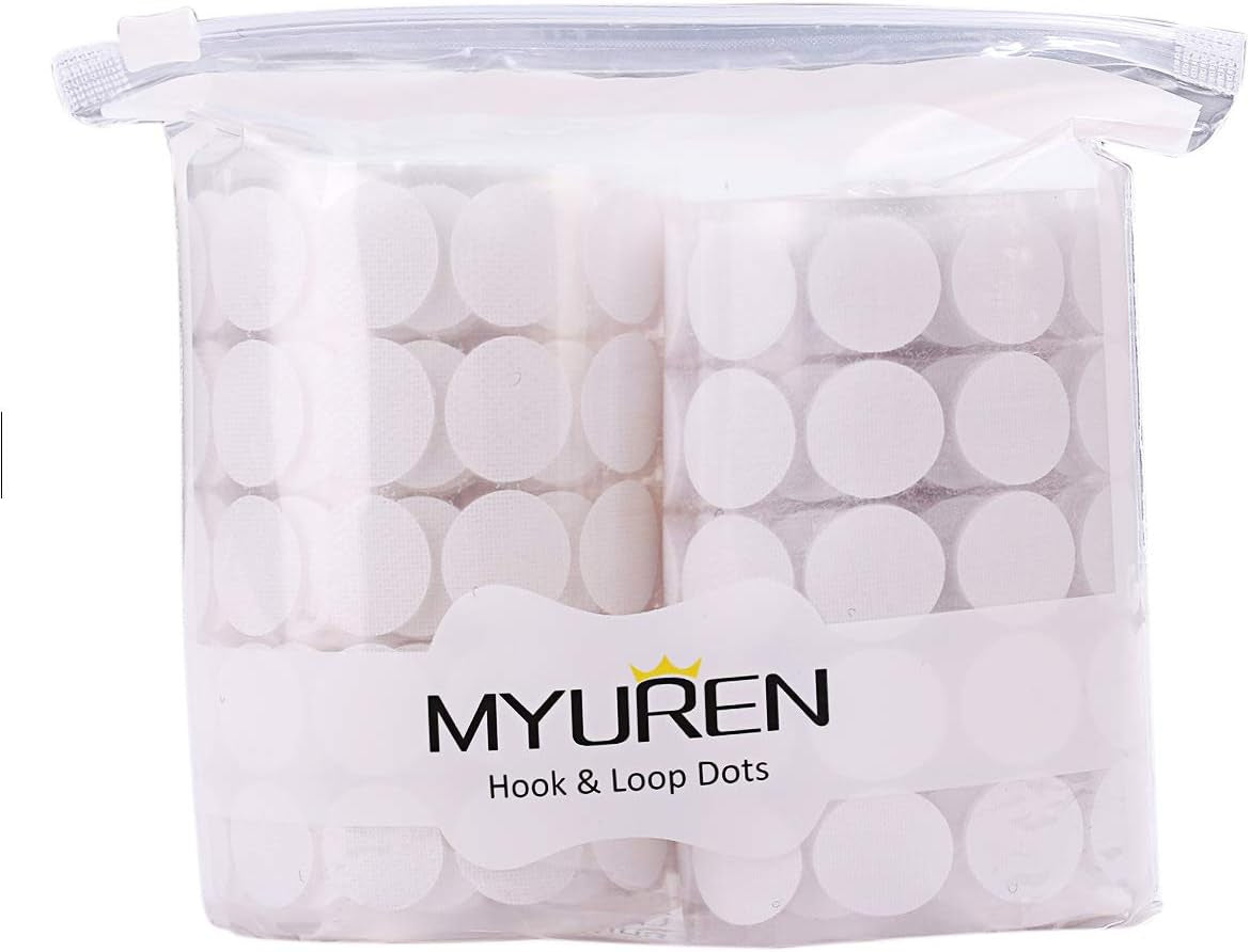 White Self Adhesive Dots 1000Pcs(500 Pairs) 3/4" Diameter Hook and Loop Dots Taps for School, Office