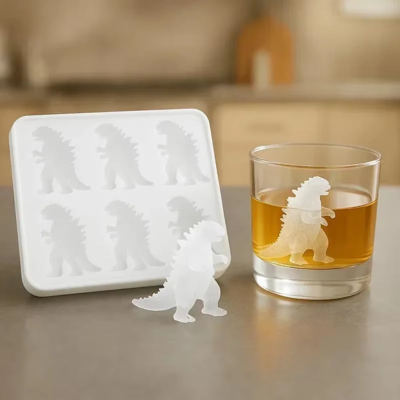 Monster Ice Mold Dinosaur Cake Decor Candy Jelly Baking Tool Candle Soap Mould Kitchen Silicone Cube Mold Makes 6 Giant Mold