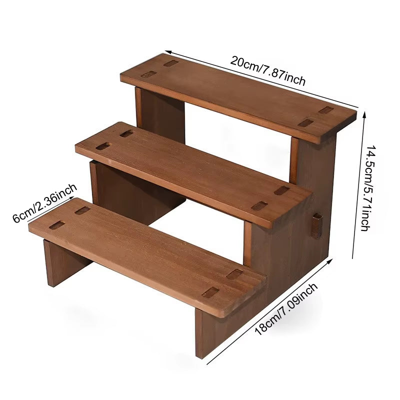 2/3/4/5 Layers Vintage Wood Display Stand Bracelet Hairpins Ring Jewelry Storage Rack Multifunctional Desktop Sundries Organzier