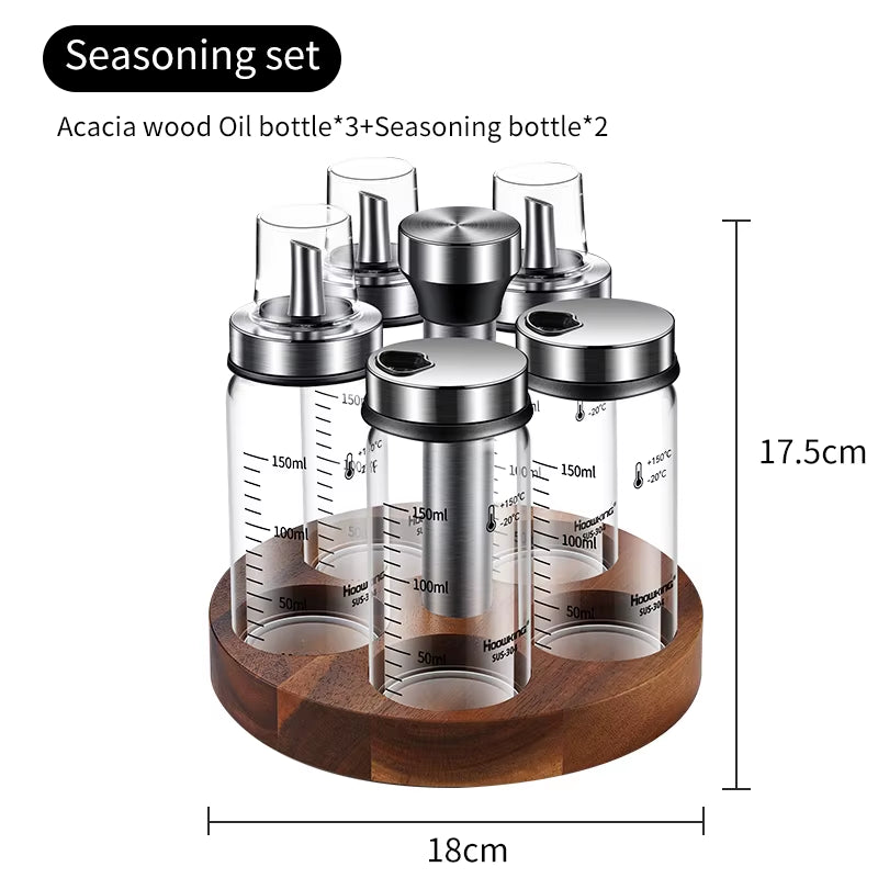 Rotating Seasoning Bottle Set, Kitchen Storage Bottle, Spice Jar Rack, Olive Oil Bottle Set, Pepper Bottle Set, Salt Bottle Set