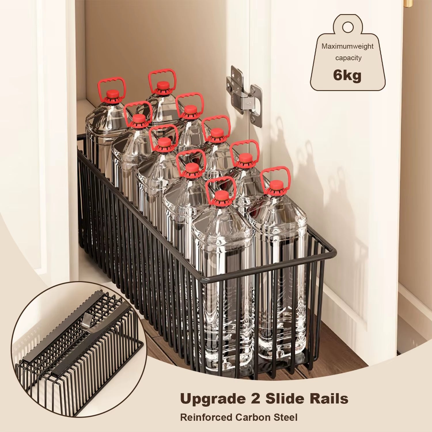 Pull Out Cabinet Organizer, 2 Pack Slide Out Drawers Pantry Shelves under Sink Clutter Organizer, Storage for Kitchen Bathroom