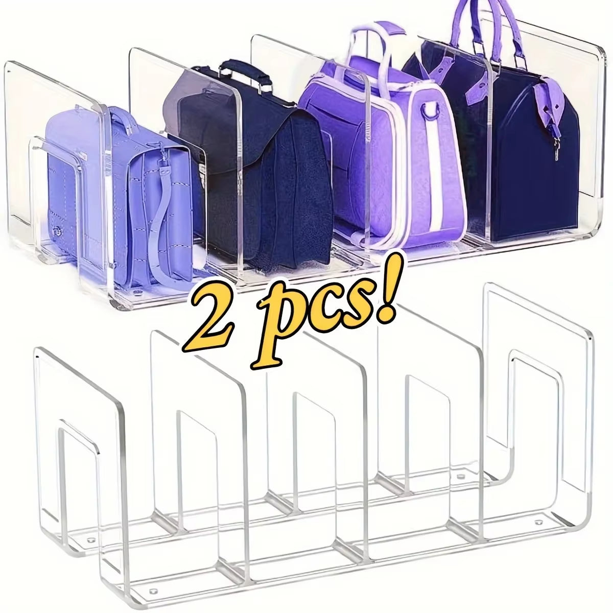 1/2-Piece Acrylic Handbag Organizer - Transparent Wardrobe Divider, Large-Capacity Storage Rack, Other (Accessories Organizer)