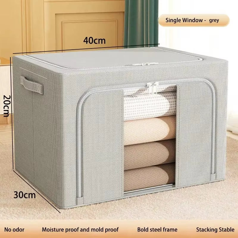 1Pcs Quilt Organizer for Underwear Storage Box Storage and Organization Transparent Clothing Foldable Fabric Steel Frame Home