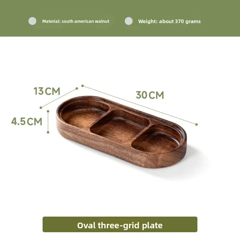 South American Walnut Wood Fruit Tray Divided Snack Plate Solid Wood Living Room Nut Fruit Plate Home Decorative Accessories