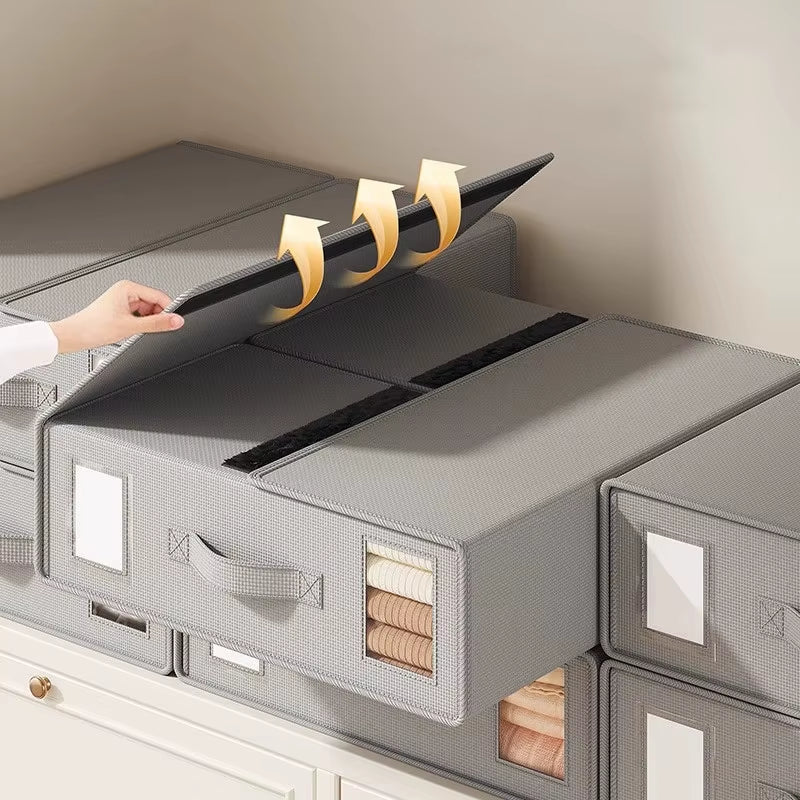 1/2 Pcs Bed Sheet Storage Box with Visible Window and Handle Large Capacity Zipper Sheet Organizer for All Sheet Sizes Foldable