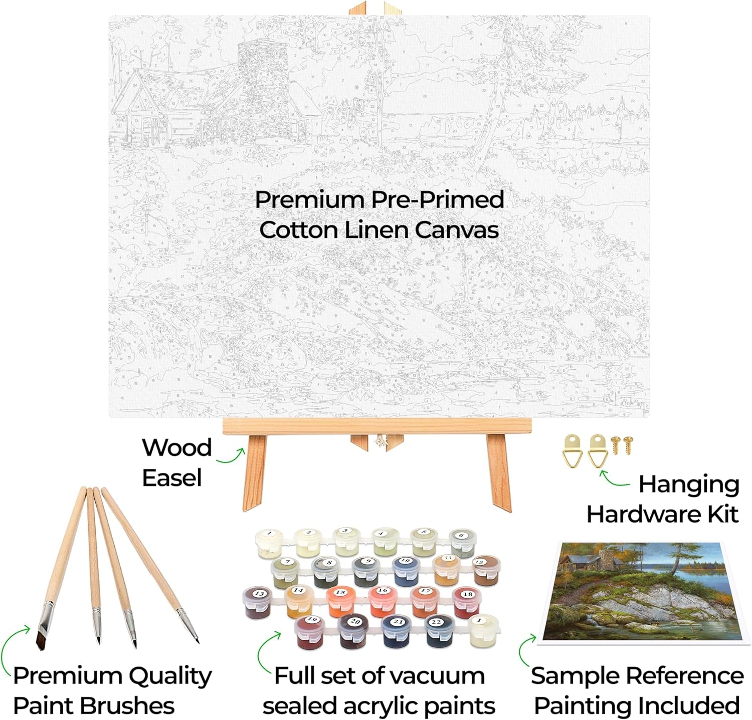 DIY Paint by Numbers Kit for Adults Framed Canvas Beginner to Advanced Paint by Numbers Kit Kits Include Acrylic Paint Set Brushes Tabletop Easel (Away from It All 16"X 20" Framed)