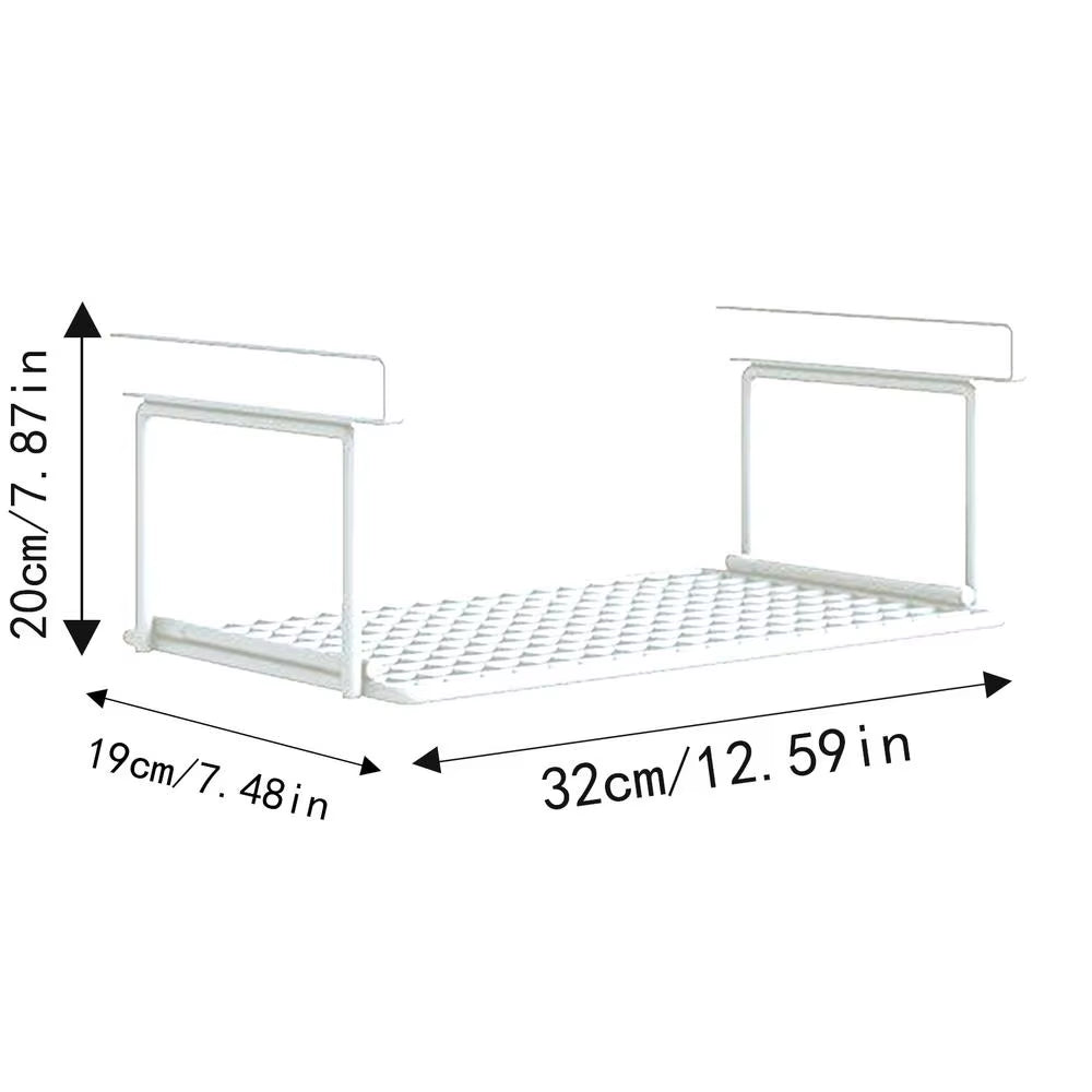Extendable under Cabinet Organizer Shelf Steel under Desk Storage Rack Multipurpose Kitchen Household Hanging Storage Racks