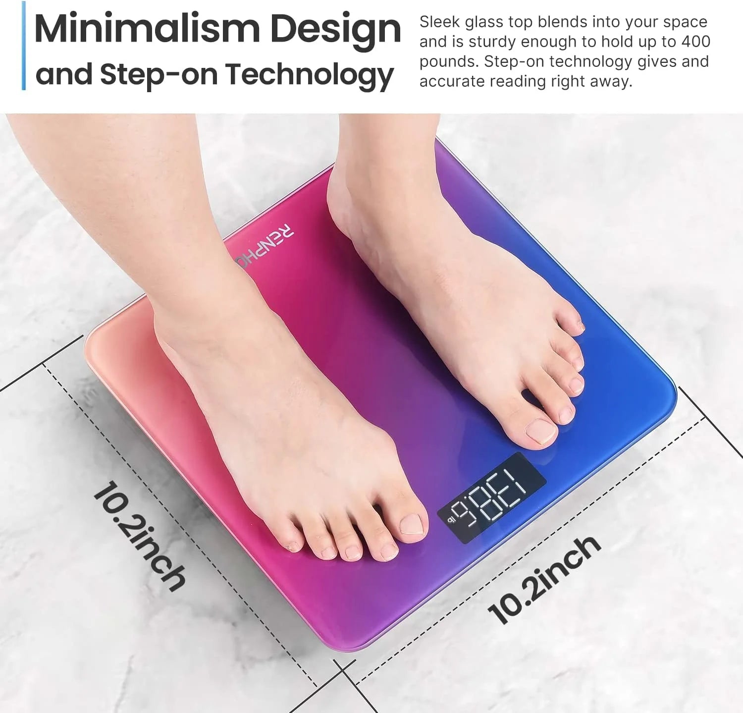 Highly Accurate Digital Body Weight Scale, Digital Bathroom Scale with Lighted LED Display, 400 Lb, Gradient