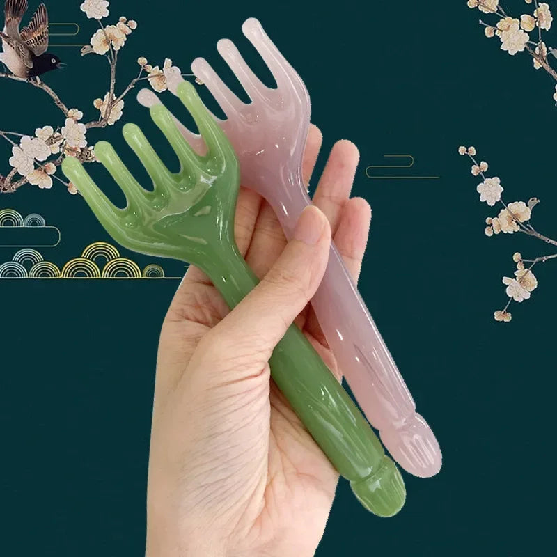 Resin 5-Claw Head Massager for Body Head Massager Scalp Gua Sha for Body Neck Leg Massage Scraping Stick Lymphatic Massage Tools