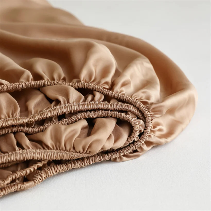 23Mm Mulberry Silk Fitted Sheets 100% 23 Momme Natural Silk Bed Sheet Luxury Smooth Mattress Cover Breathable Soft Bedding Sheet