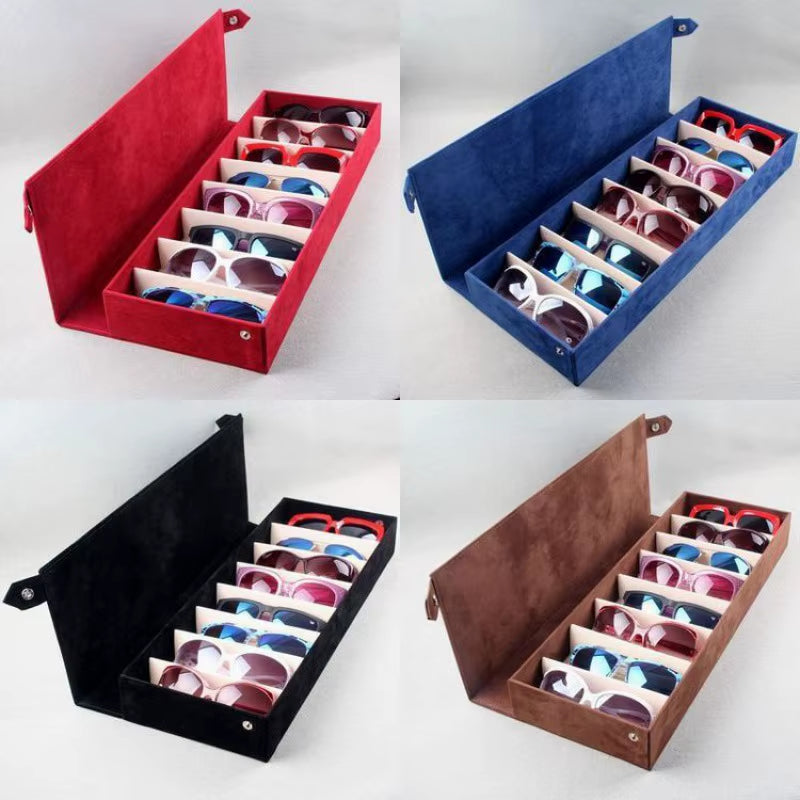 High Quality Glasses Case 8 Slot Grids Eyeglass Sunglasses Glasses Storage Display Grid Stand Case Box Holder Glasses Organizer