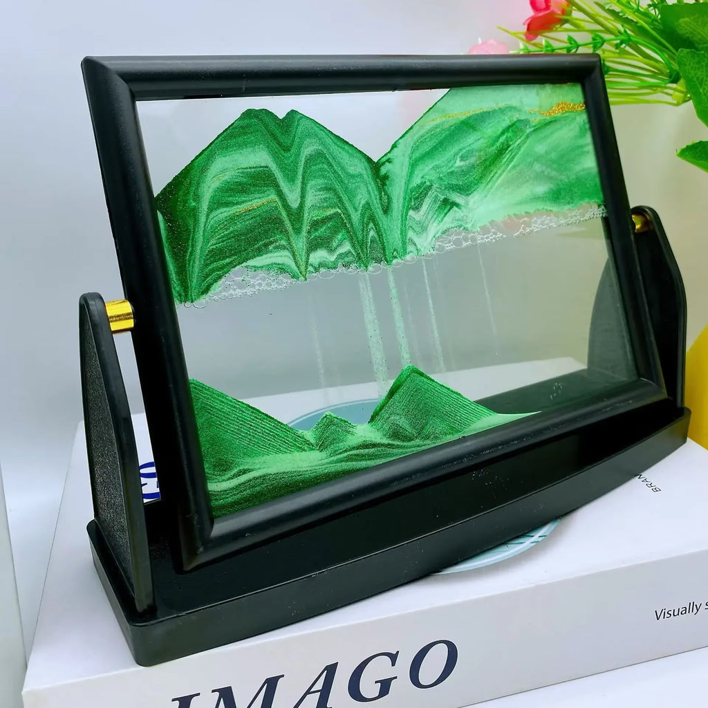 Rotatable Sandscape Moving Sand Art Picture Square Glass 3D in Motion Quicksand Hourglass Creative Flowing Sand Home Decor Gifts