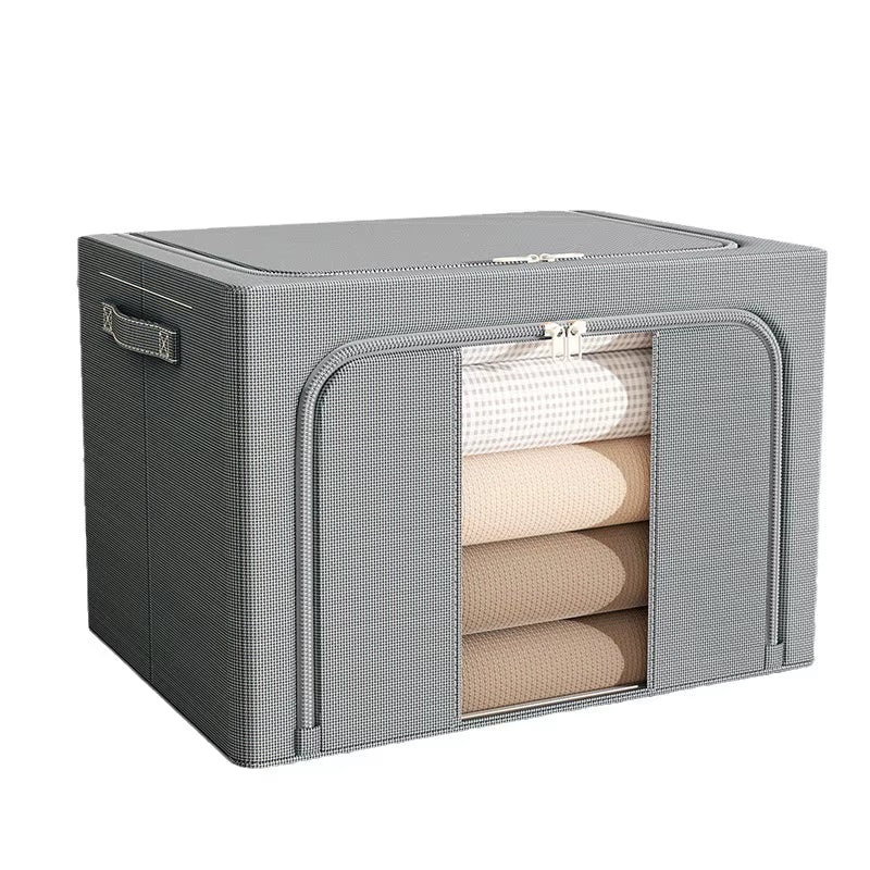 1Pcs Quilt Organizer for Underwear Storage Box Storage and Organization Transparent Clothing Foldable Fabric Steel Frame Home