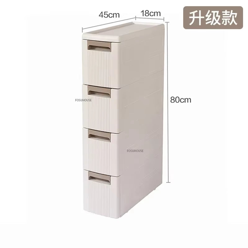 Modern Floor Drawer Type Cabinet Bathroom Storage Cabinet Plastic Narrow Multi-Layer Toilet Corner Large Capacity Storage Shelf