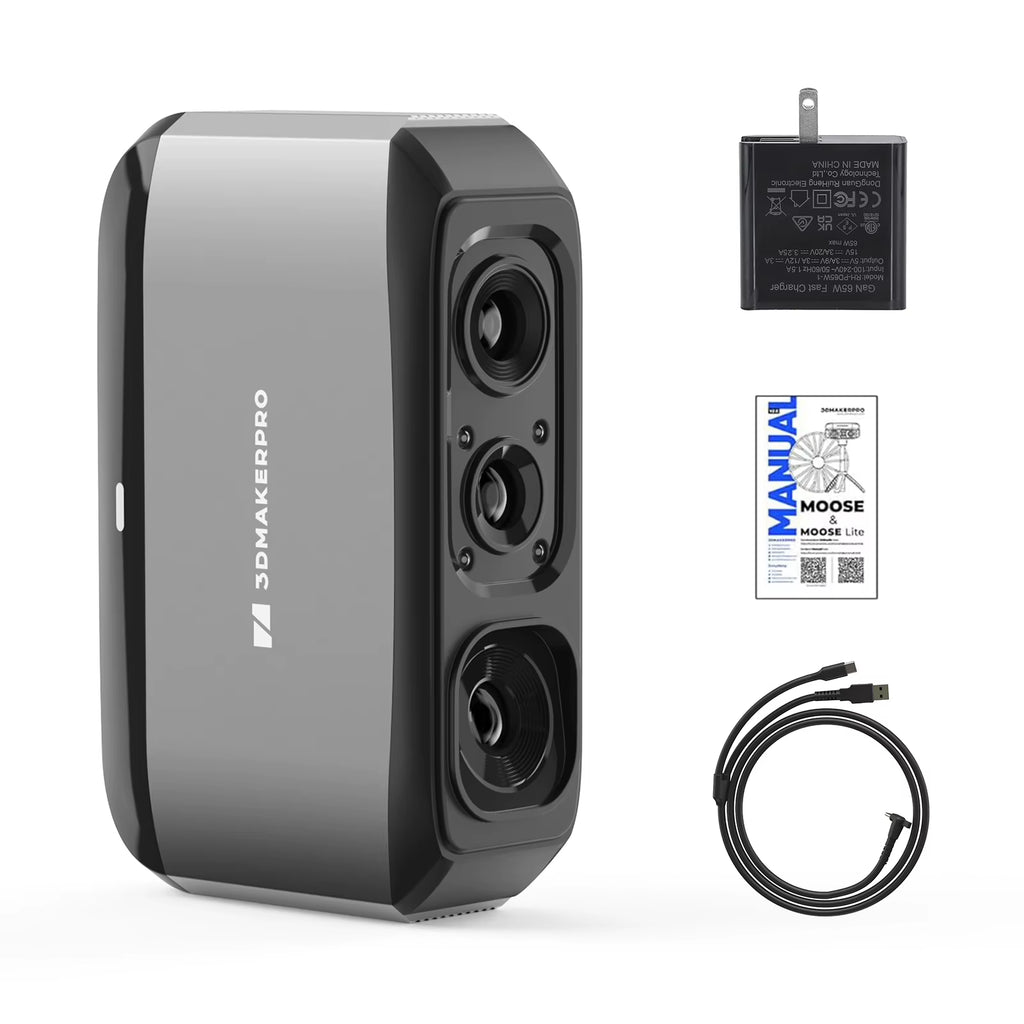 3Dmakerpro Moose Lite Standard 3D Scanner for Printing 0.05Mm Accuracy Handheld 3Dmodel Scanner 10-1500Mm Size for Windows/Macos