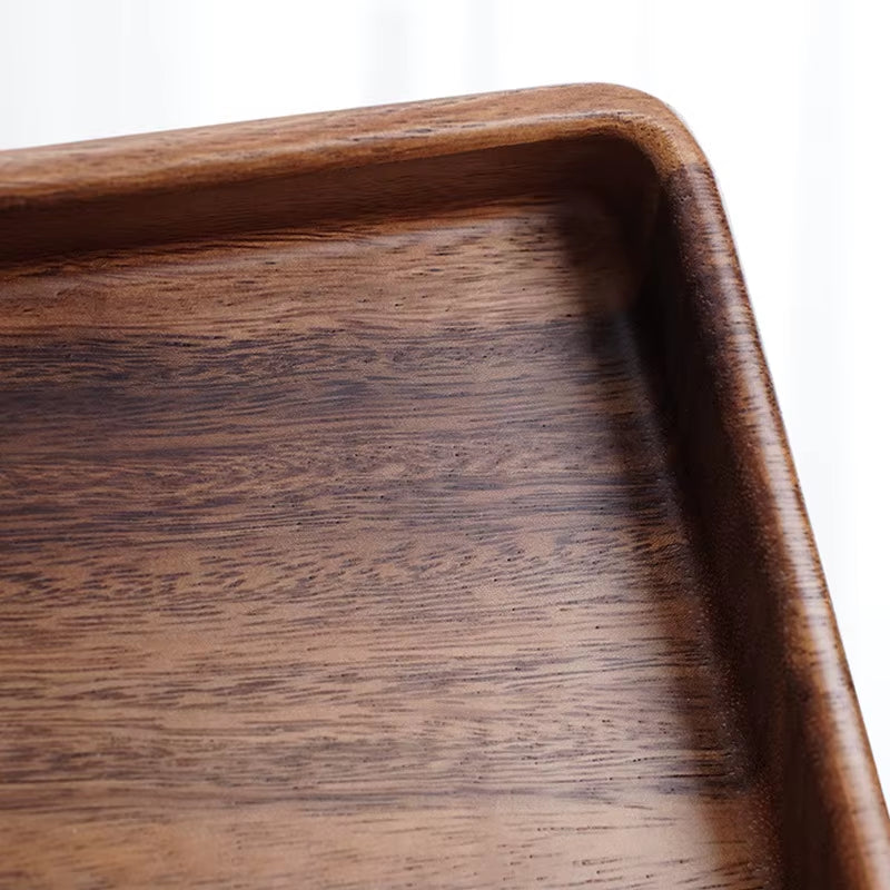 Natural Wooden Fruit Tray with Serving Plate for Kitchen Room Dining Table - Black Walnut Snack Bowl for Nuts Candy Dessert