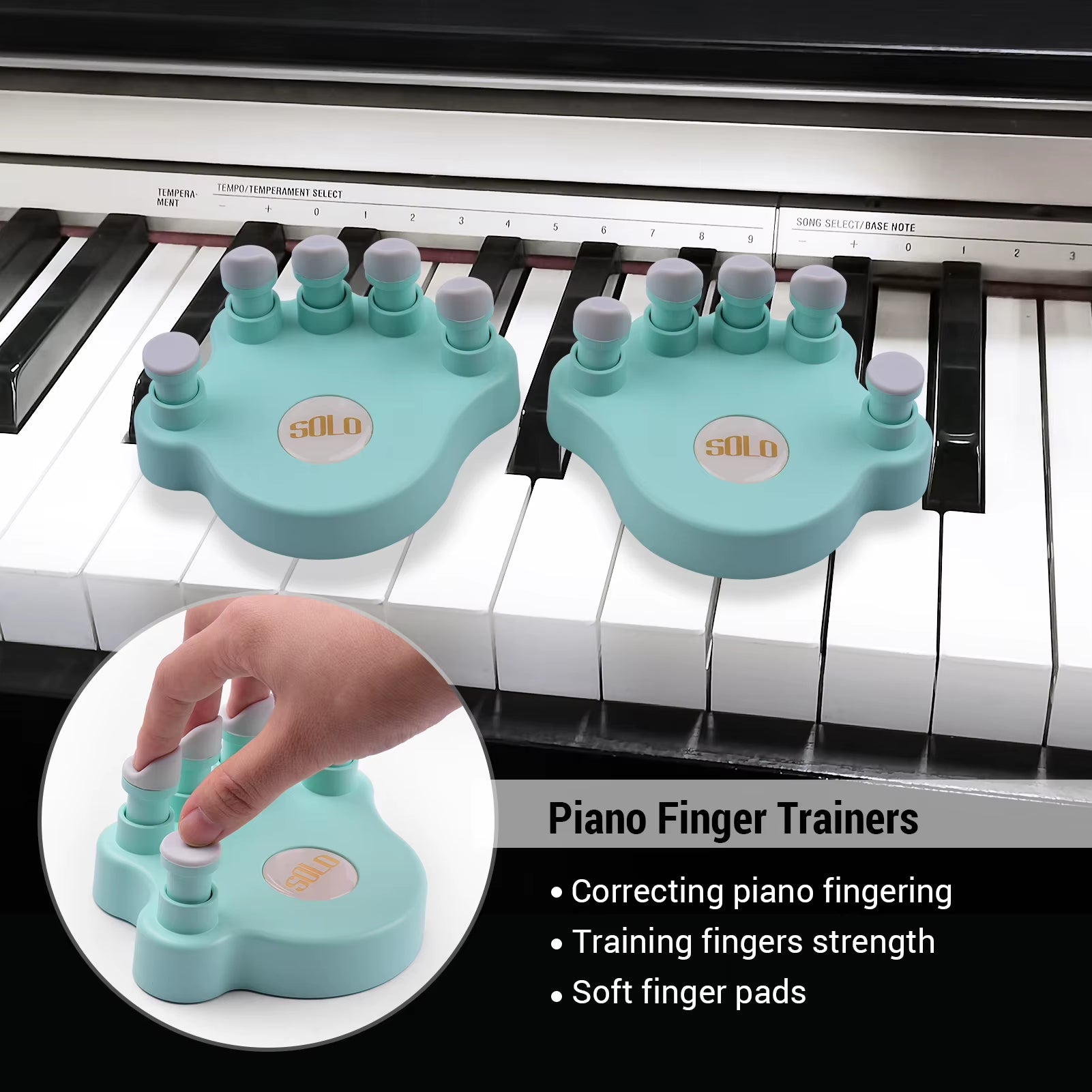 SOLO Piano Finger Trainers Piano Fingers Strength Training Tools Finger Correctors Soft Finger Pads Piano Keyboard for Beginner