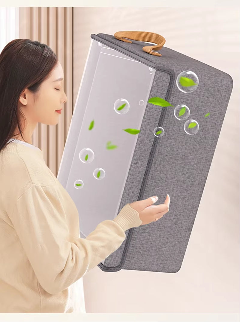 Collapsible Clothing Organizer Folding Clothes Storage Basket with Cover Metal Frame Underwear Storage Home Organization Drawer