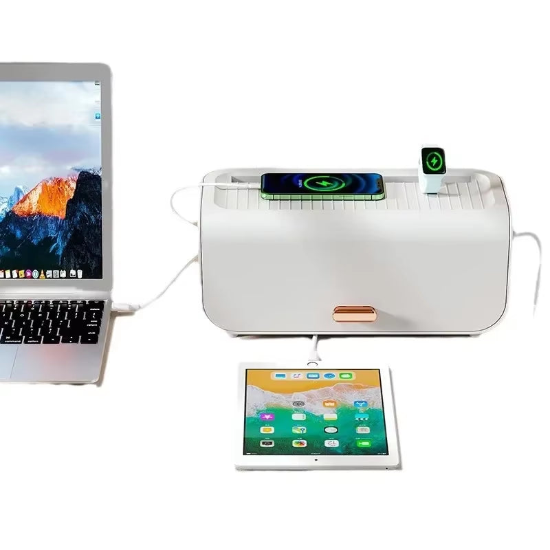 Power Cable Storage Box Desktop Line Storage Case Organizer Box Socket Plug Wireless Wifi Router Board Bracket for Household